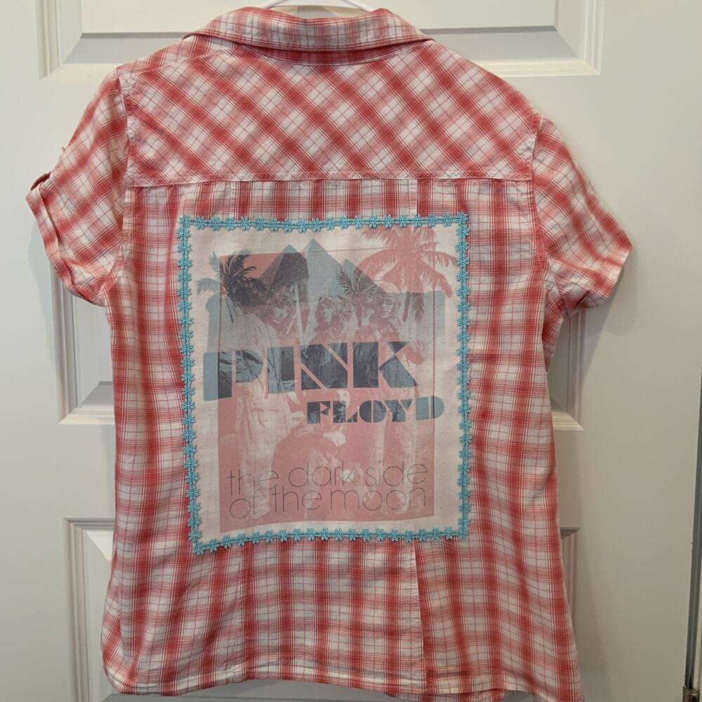 Women’s Custom Pink Floyd Upcycled Pearl Snap Western Band Shirt